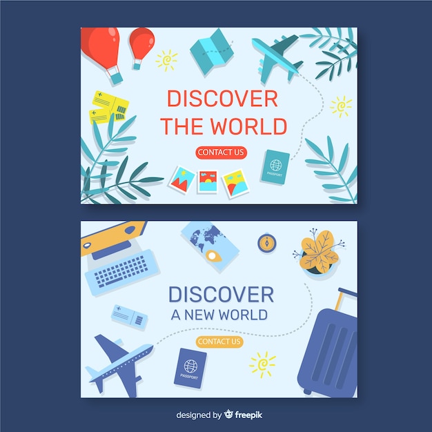 Free Vector flat travel landing page