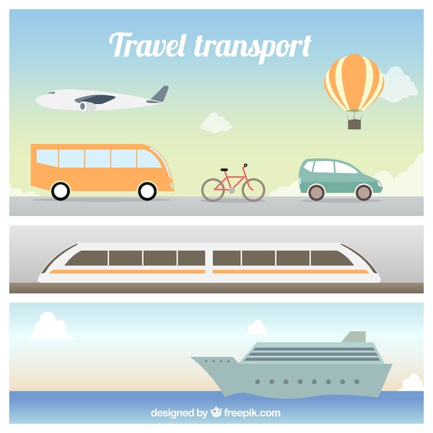 Free Vector flat travel transport collection