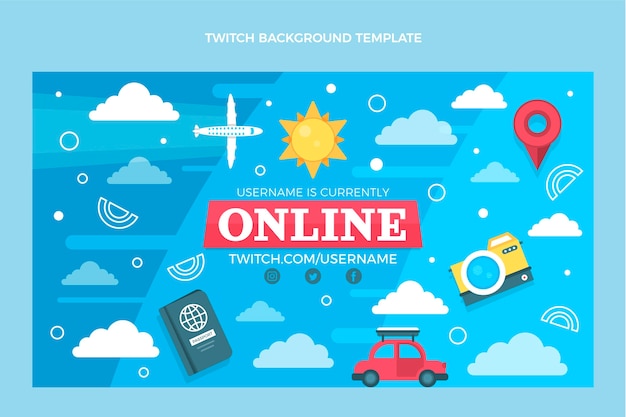 Free Vector flat travel twitch background