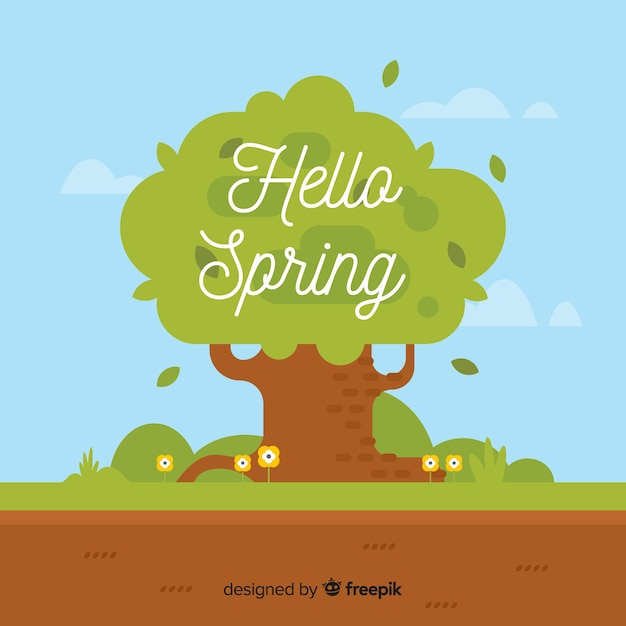 Free Vector flat tree spring background