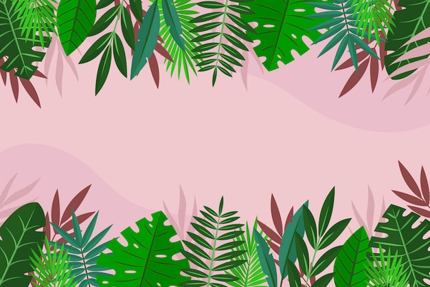 Flat tropical leaves background