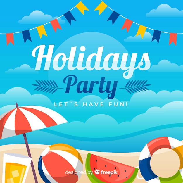 Free Vector flat tropical summer party background