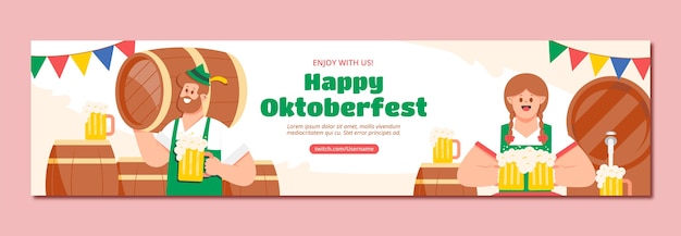 Flat twitch banner for oktoberfest festival