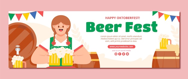 Flat twitter header for oktoberfest festival