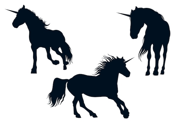 Flat unicorn silhouettes