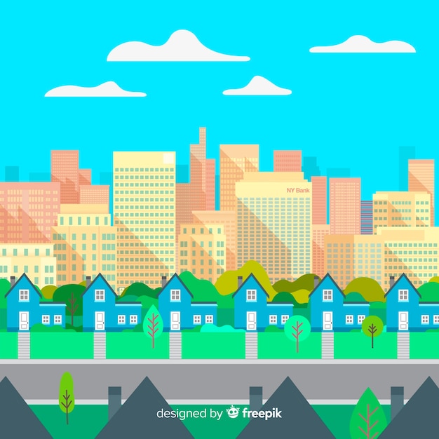 Free vector flat urban landscape