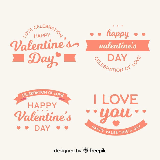 Free Vector flat valentine label pack