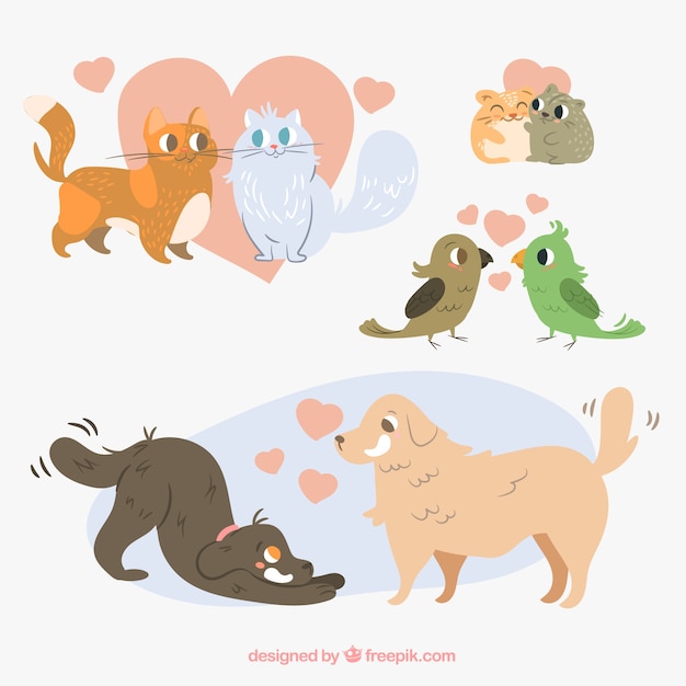 Free Vector flat valentine's day animal couples collection