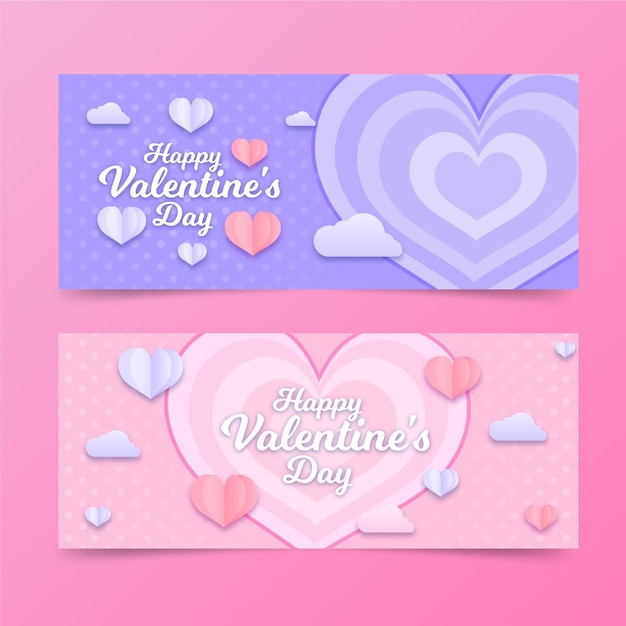 Free vector flat valentine's day banners pack