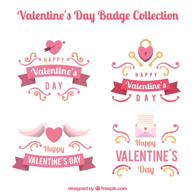 Free Vector flat valentine's day label/badge collection