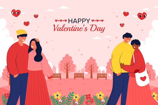 Free Vector flat valentines day celebration background