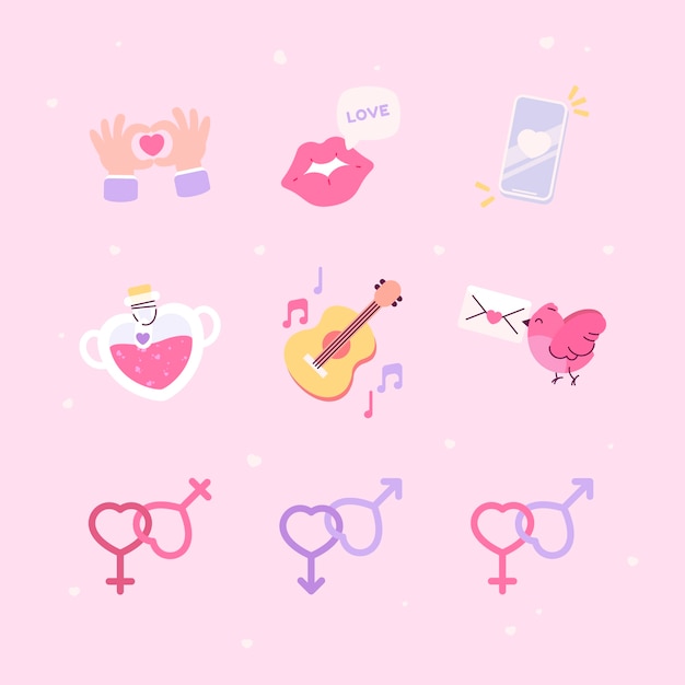 Free vector flat valentines day elements collection