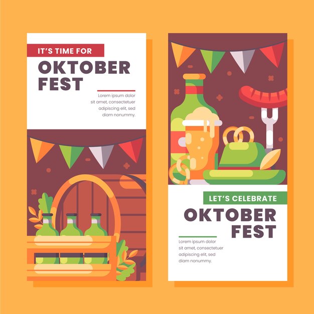 Flat vertical banners collection for oktoberfest celebration