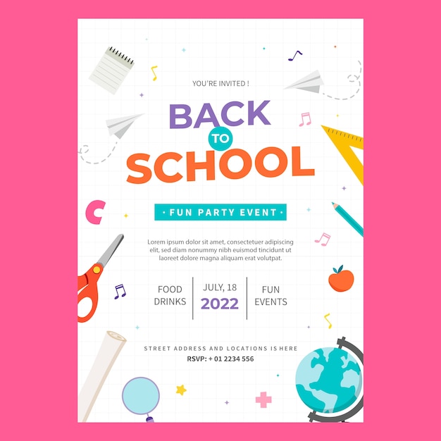 Free vector flat vertical flyer template for back to school season