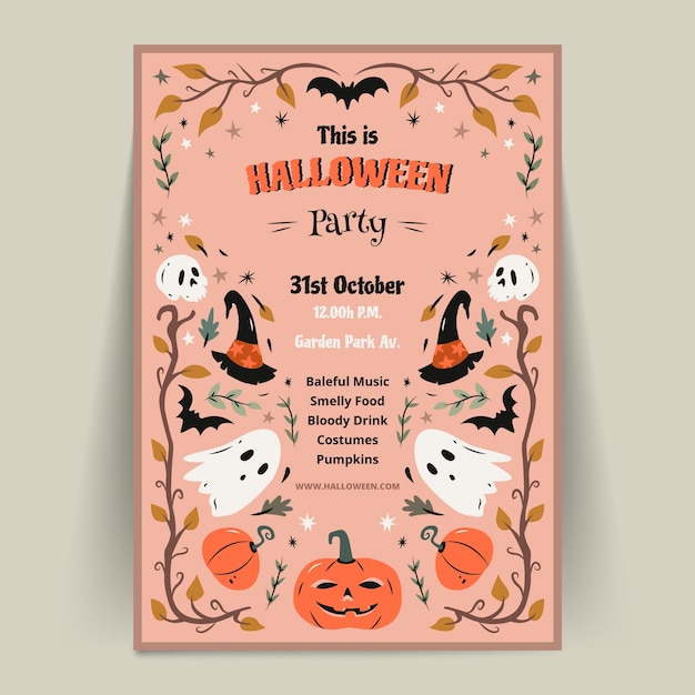 Free vector flat vertical flyer template for halloween celebration