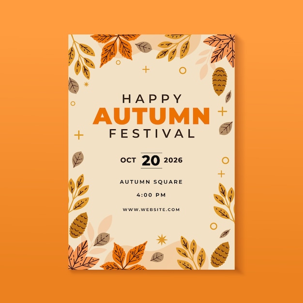 Flat vertical poster template for autumn celebration