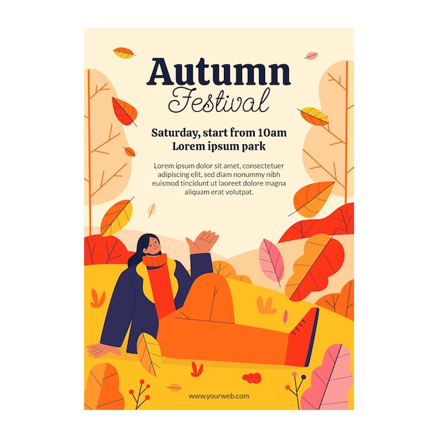 Flat vertical poster template for autumn celebration