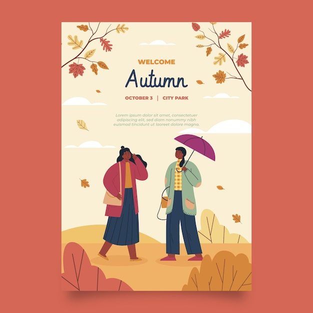 Flat vertical poster template for autumn celebration