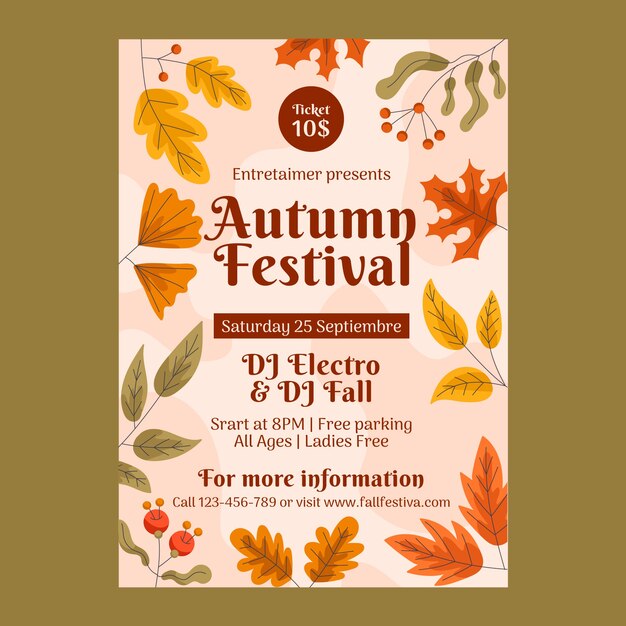 Flat vertical poster template for autumn celebration