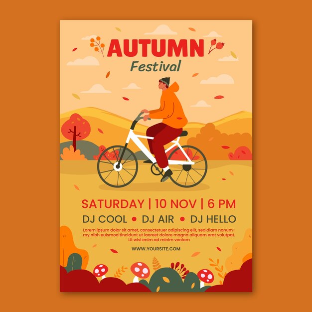 Flat vertical poster template for autumn celebration