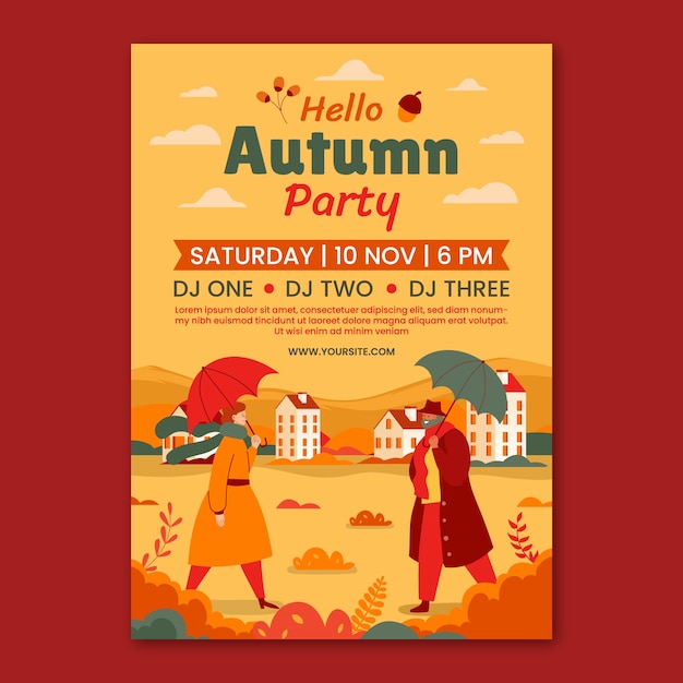 Flat vertical poster template for autumn celebration