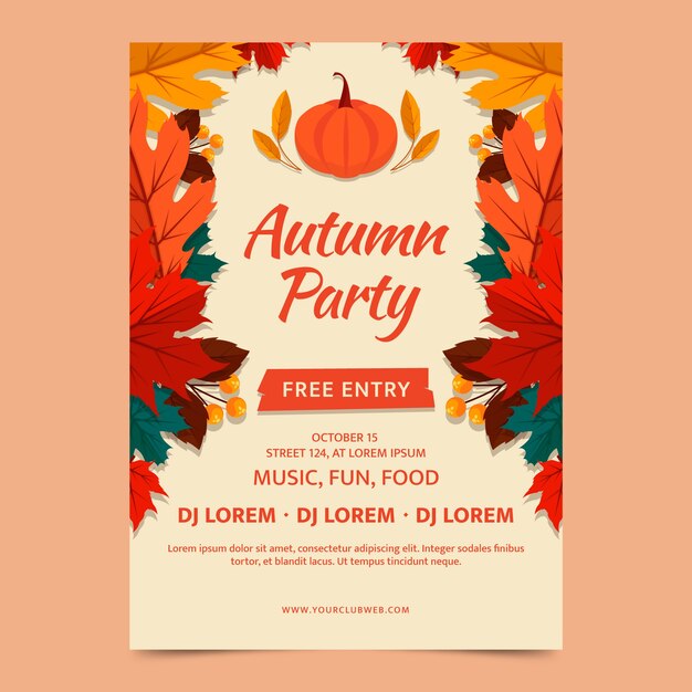 Flat vertical poster template for autumn celebration