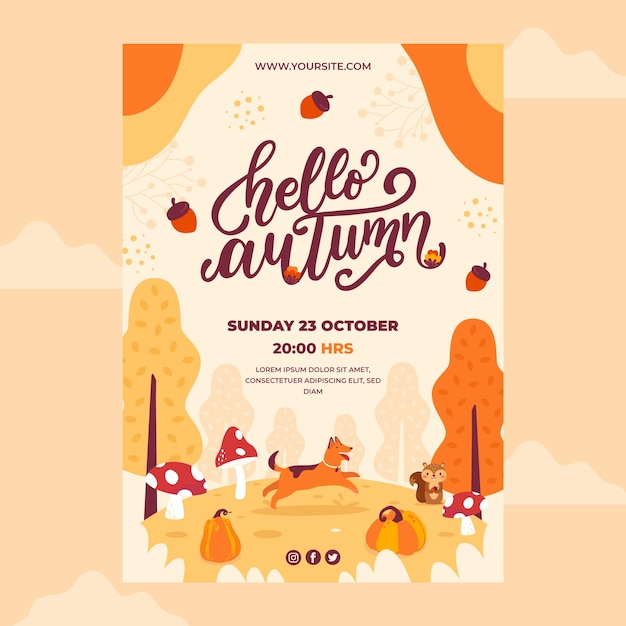 Free Vector flat vertical poster template for autumn celebration