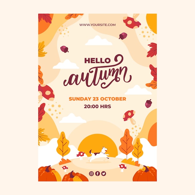 Free Vector flat vertical poster template for autumn celebration