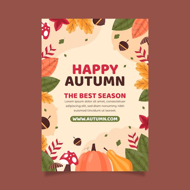 Free Vector flat vertical poster template for autumn season