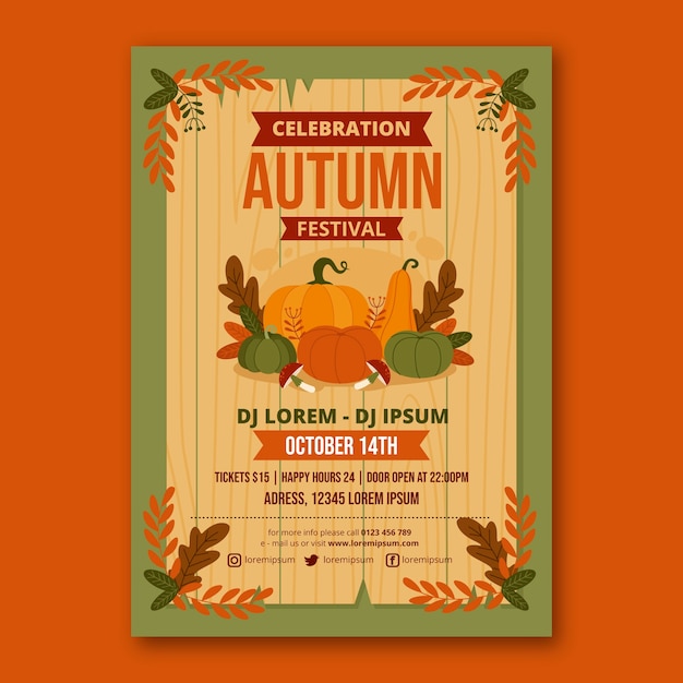 Free Vector flat vertical poster template for autumn