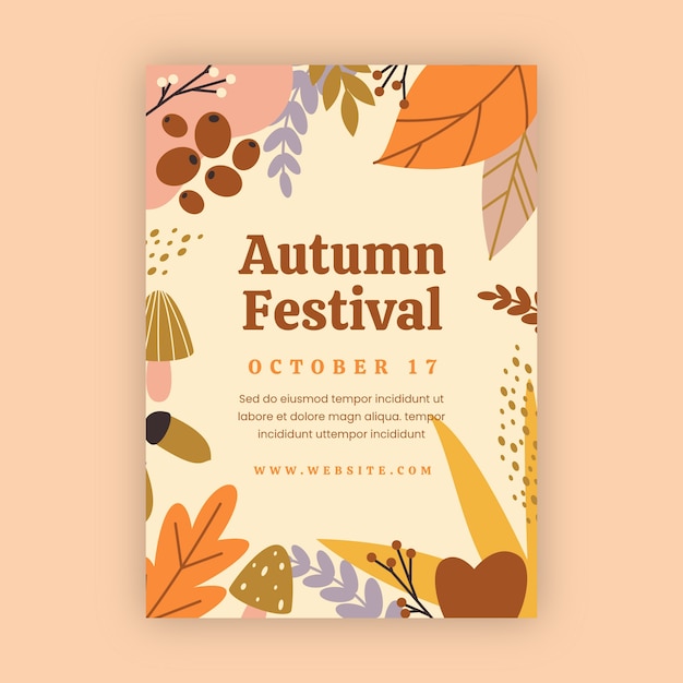 Free Vector flat vertical poster template for autumn