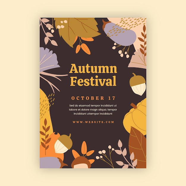 Free Vector flat vertical poster template for autumn