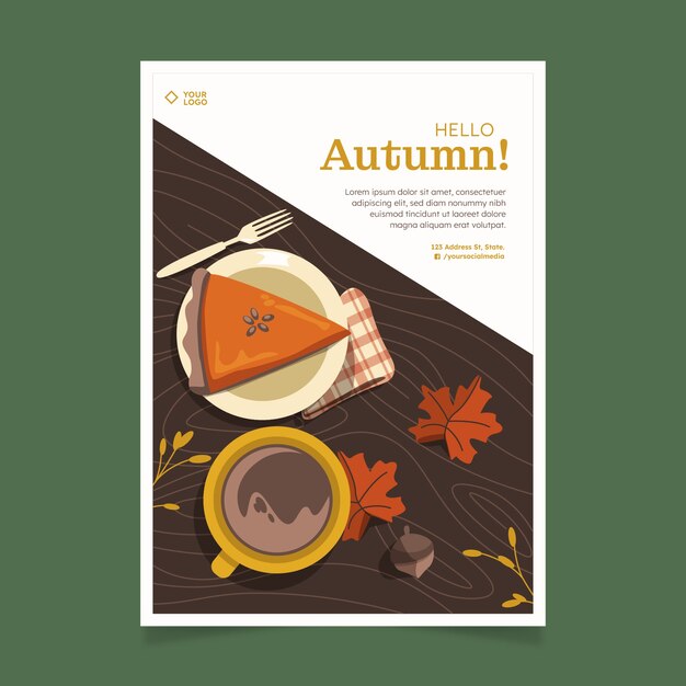 Flat vertical poster template for autumn