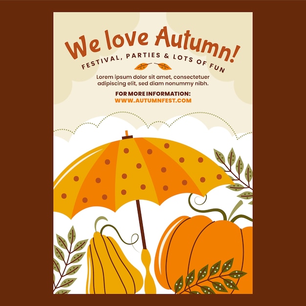 Free vector flat vertical poster template for autumn