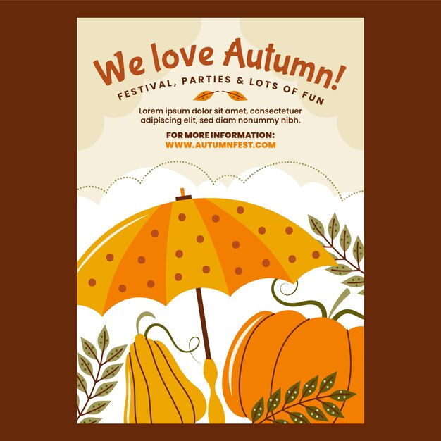 Flat vertical poster template for autumn
