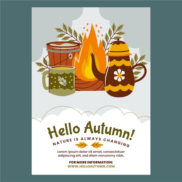 Flat vertical poster template for autumn