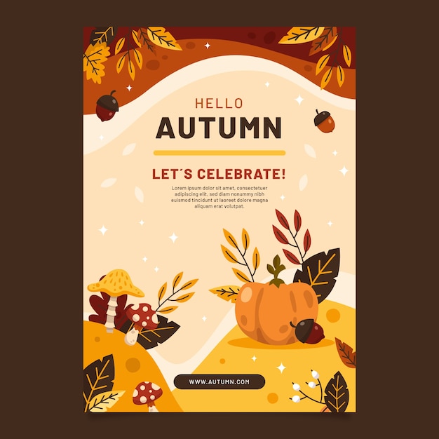 Flat vertical poster template for autumn