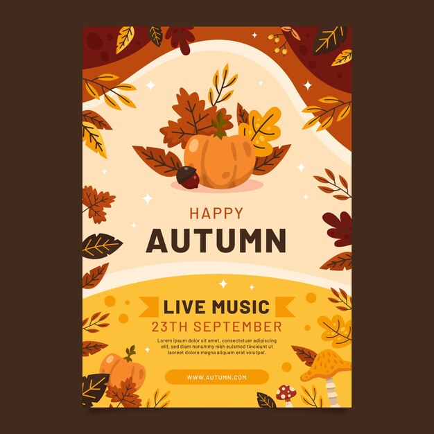 Flat vertical poster template for autumn