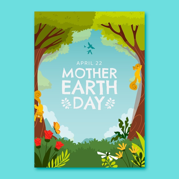 Flat vertical poster template for earth day celebration