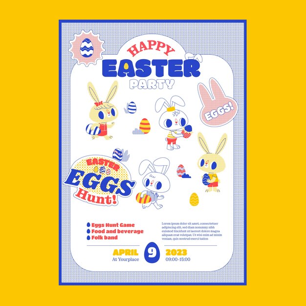 Flat vertical poster template for easter celebration