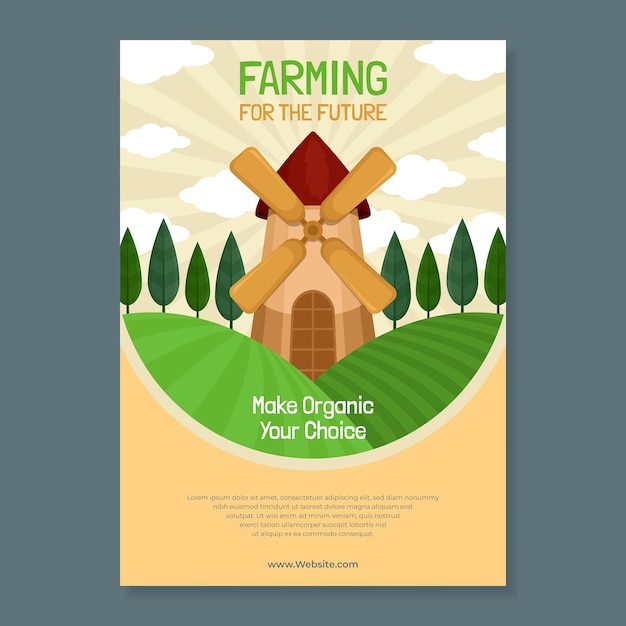 Free Vector flat vertical poster template for farming and cultivation