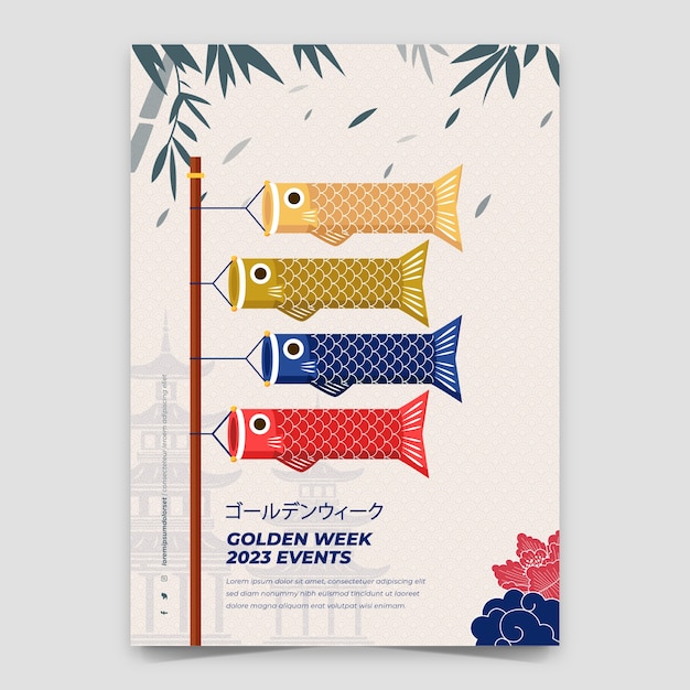 Free vector flat vertical poster template for golden week celebration