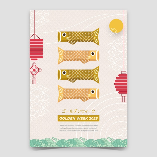 Free Vector flat vertical poster template for golden week celebration