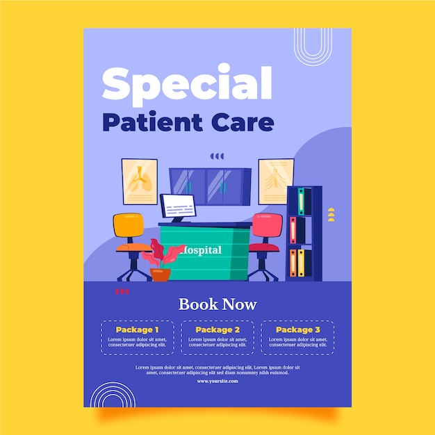 Free Vector flat vertical poster template for hospital