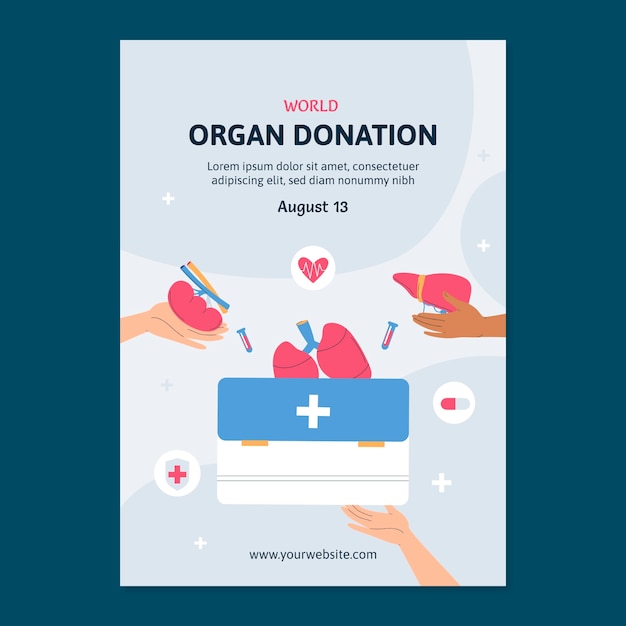 Free Vector flat vertical poster template for world organ donation day