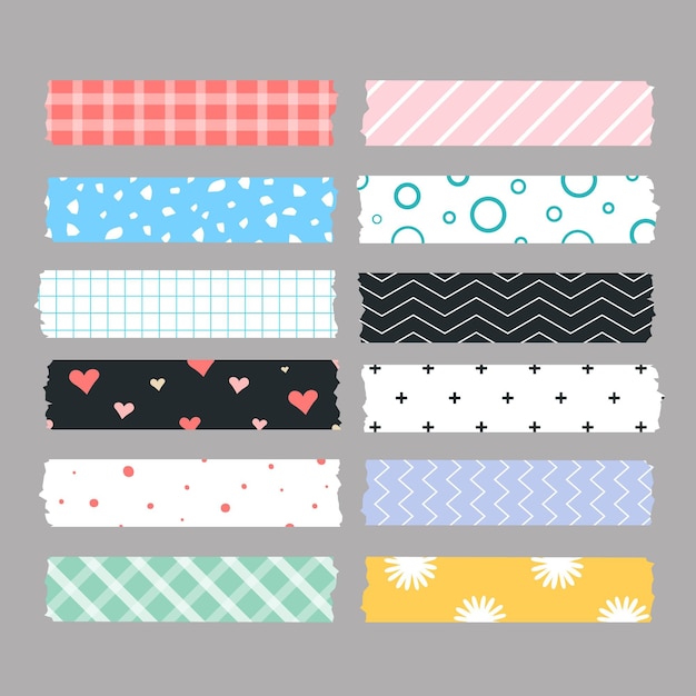 Free vector flat washi tape collection