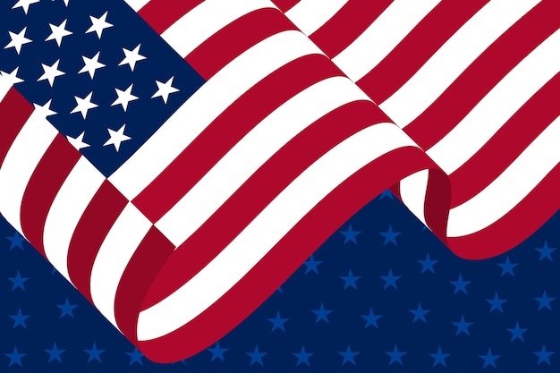 Free vector flat waving american flag background