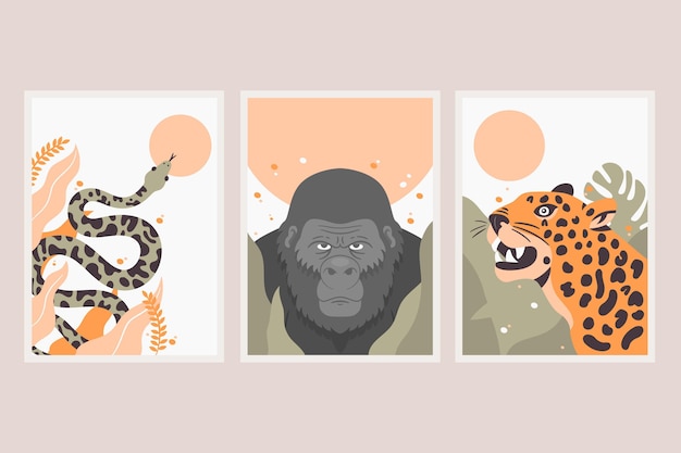 Free Vector flat wild animals covers collection