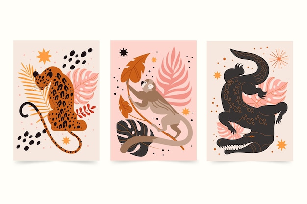 Free Vector flat wild animals covers collection