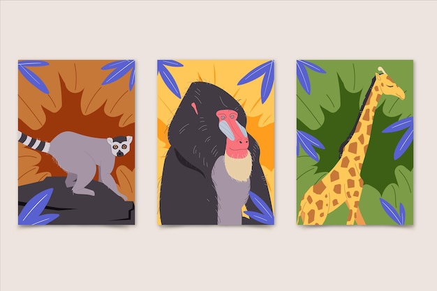 Free Vector flat  wild animals covers